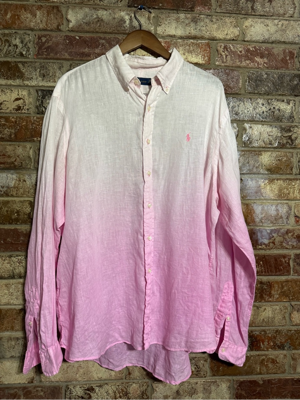 Ralph Lauren Pink Ombre Button-Down Linen Shirt